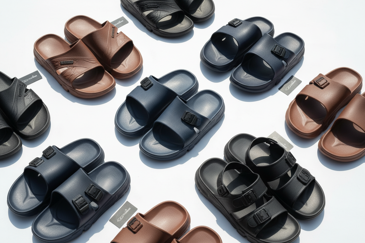 Men's plastic and rubber slippers collection — flip flops, rubber slides and waterproof sandals for men in Pakistan — Inayat Shoes Quetta