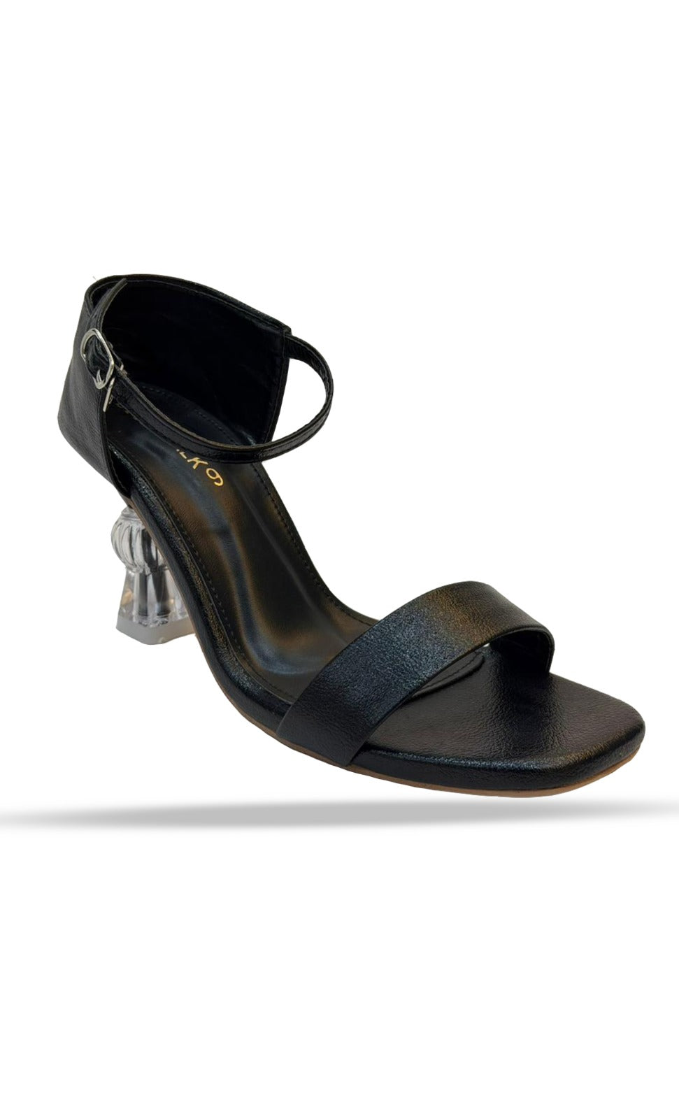 Inayat Shoes black pointed-toe dressy flats with pearl and rhinestone jeweled strap.