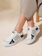 Inayat Shoes Women's Khaki and White Fashion Sneakers with TikTok logo detail.