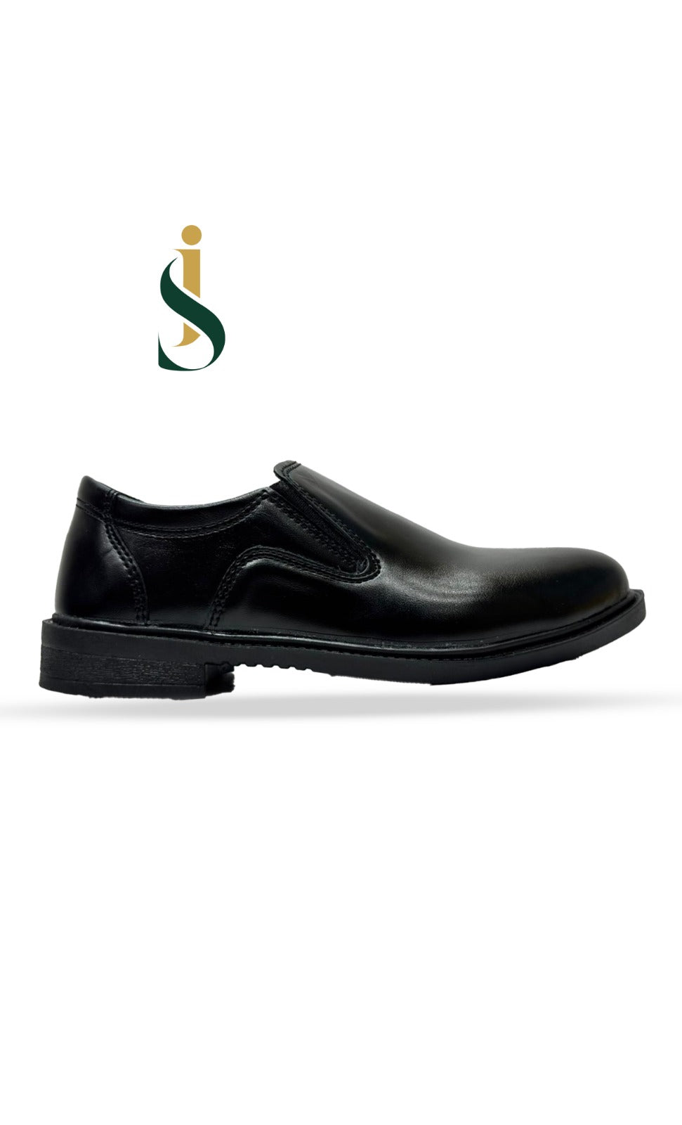 Inayat Shoes | Boys lightweight black leather athletic school shoes with lace-up closure.