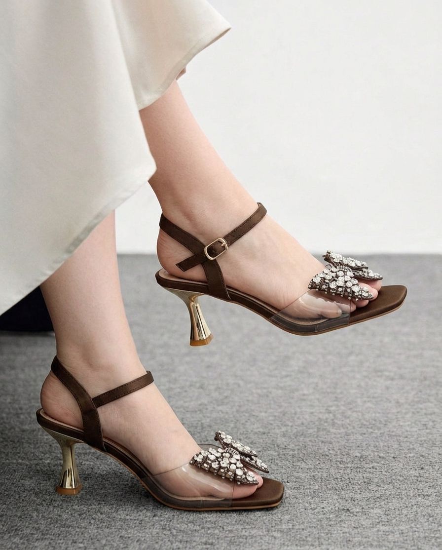 Luxe Crystal Bow Transparent Sandals
