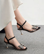 Luxe Crystal Bow Transparent Sandals