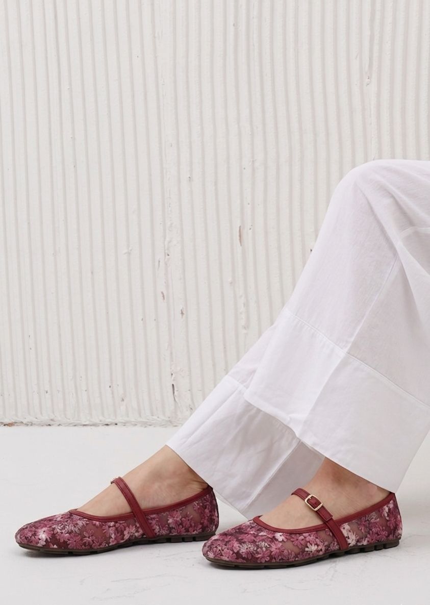 Floral Mesh Mary Janes