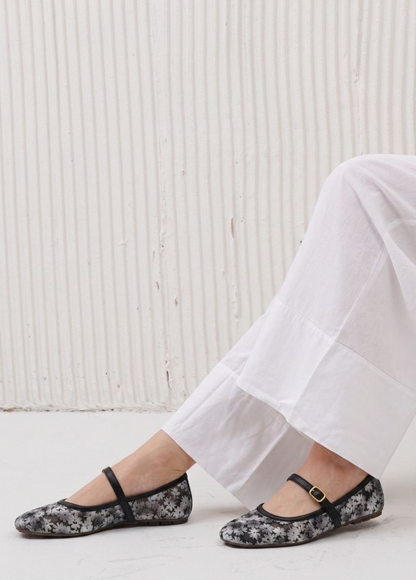 Floral Mesh Mary Janes
