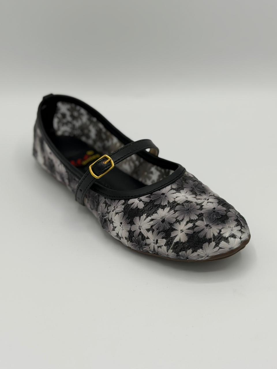 Floral Mesh Mary Janes