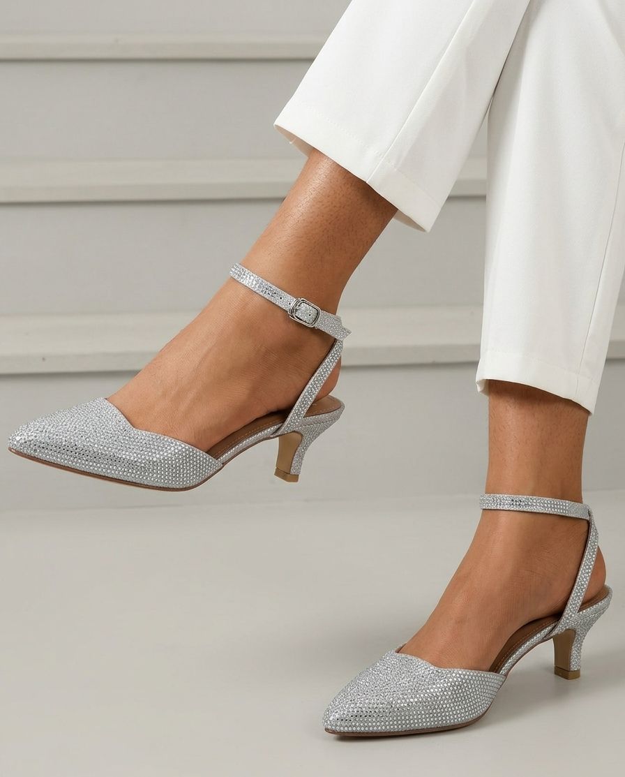 Luxe Rhinestone Pointed Kitten Heels