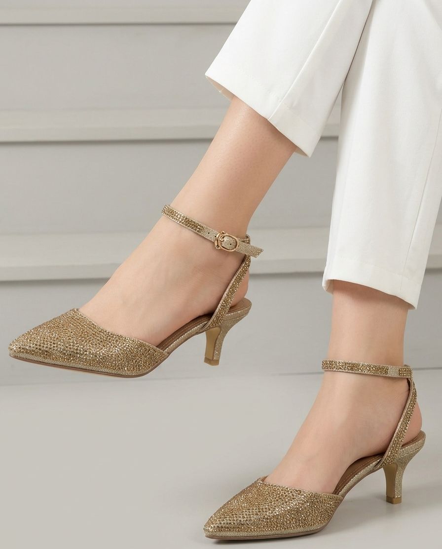 Luxe Rhinestone Pointed Kitten Heels