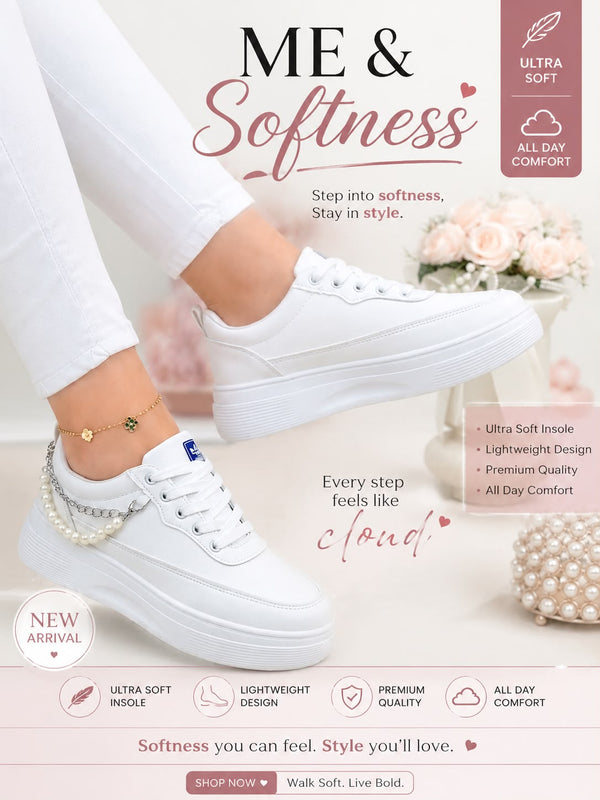 Medicated Comfort Sneakers White – Orthopedic Support Shoes for Women Pakistan | Inayat Shoes