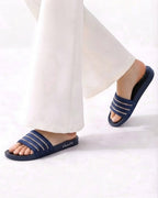 Navy Blue Plastic Fancy Slipper for Women with Rhinestone Straps – Inayat Shoes Pakistan