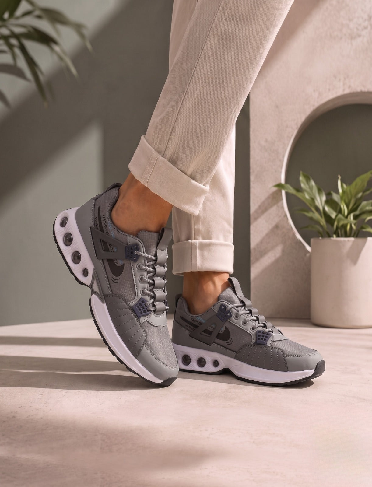 Gray Air Cushion Chunky Sneakers Women – Inayat Shoes