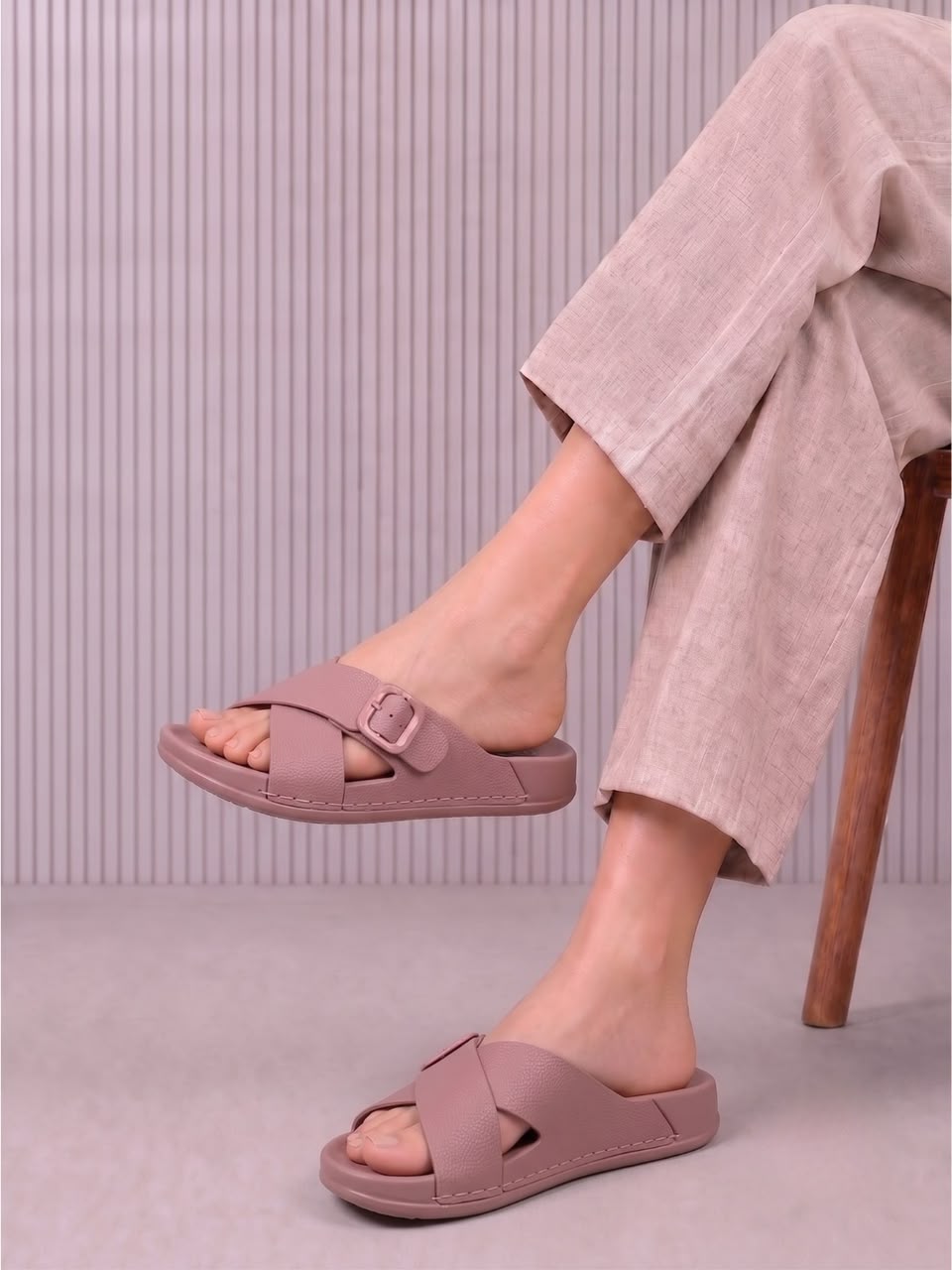 Imported Cross Strap Sliders Inayat Shoes