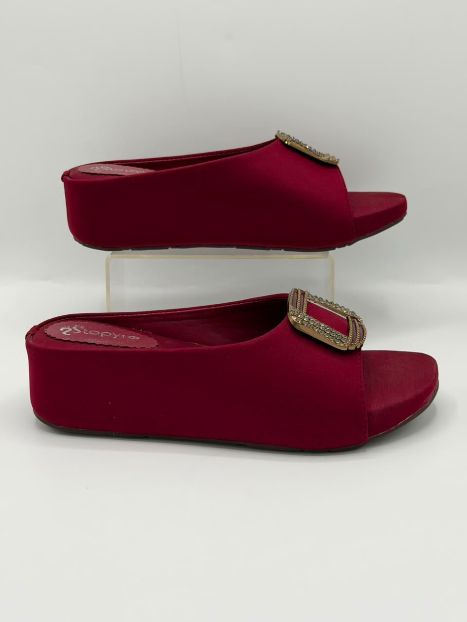 Rhinestone Wedge Slippers Inayat Shoes