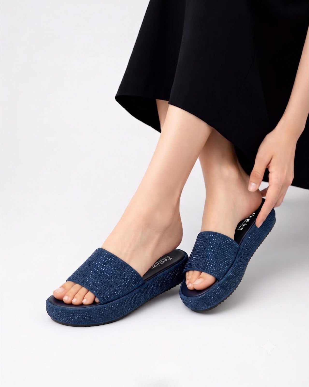 Rhinestone Platform Sliders Inayat Shoes