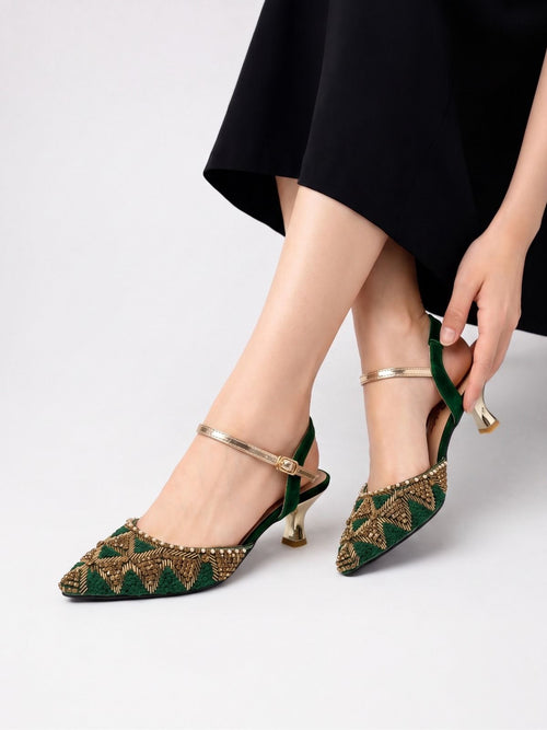 Beaded Kitten Heels Inayat Shoes