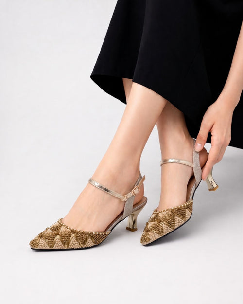 Beaded Kitten Heels Inayat Shoes