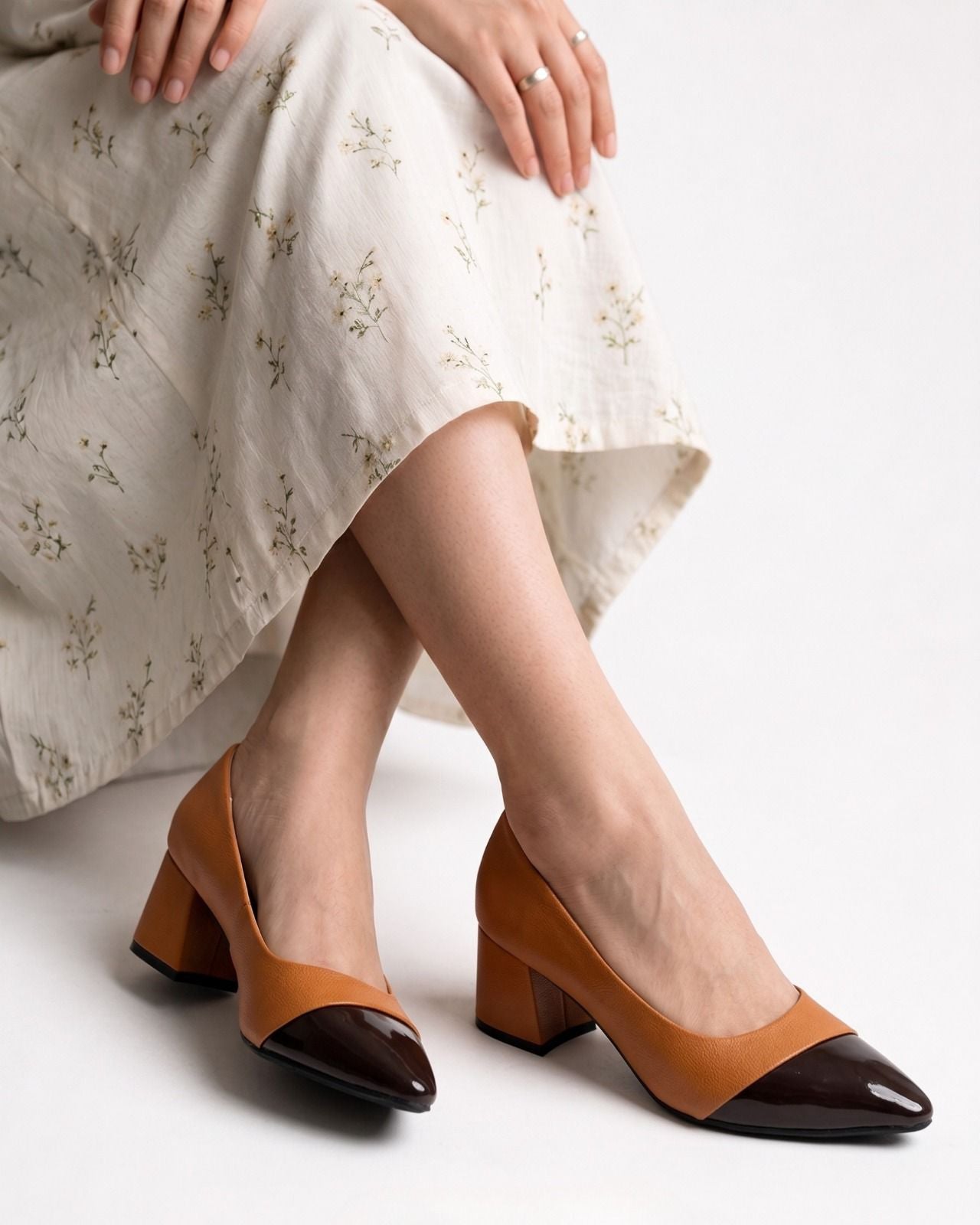 Two-Tone Cap-Toe Pumps Inayat Shoes