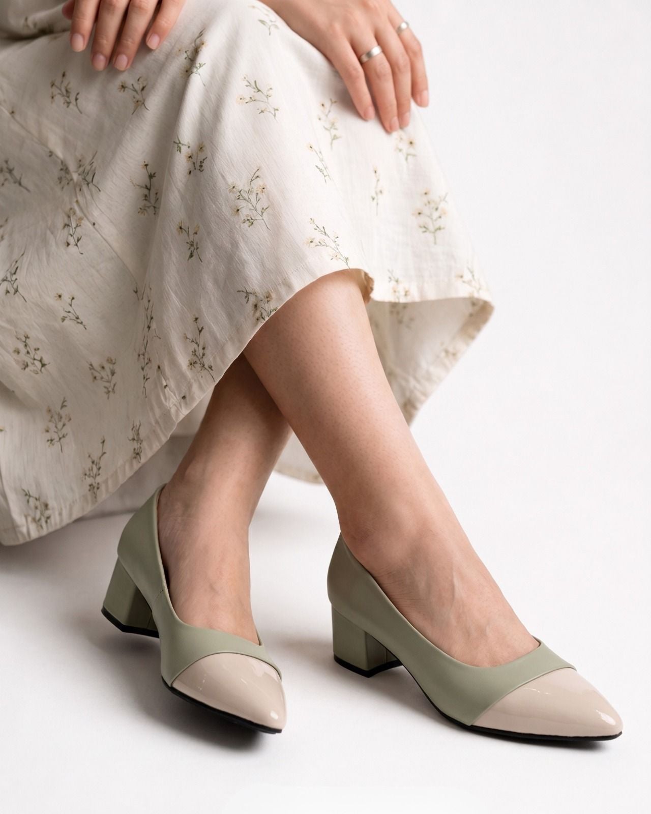 Two-Tone Cap-Toe Pumps Inayat Shoes