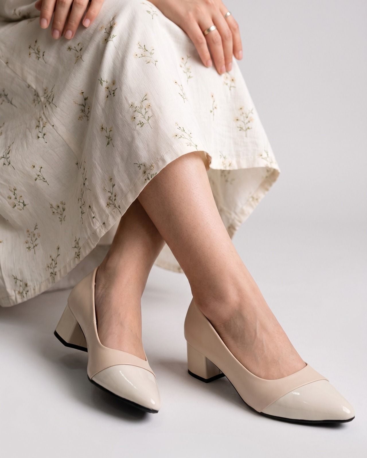 Two-Tone Cap-Toe Pumps Inayat Shoes
