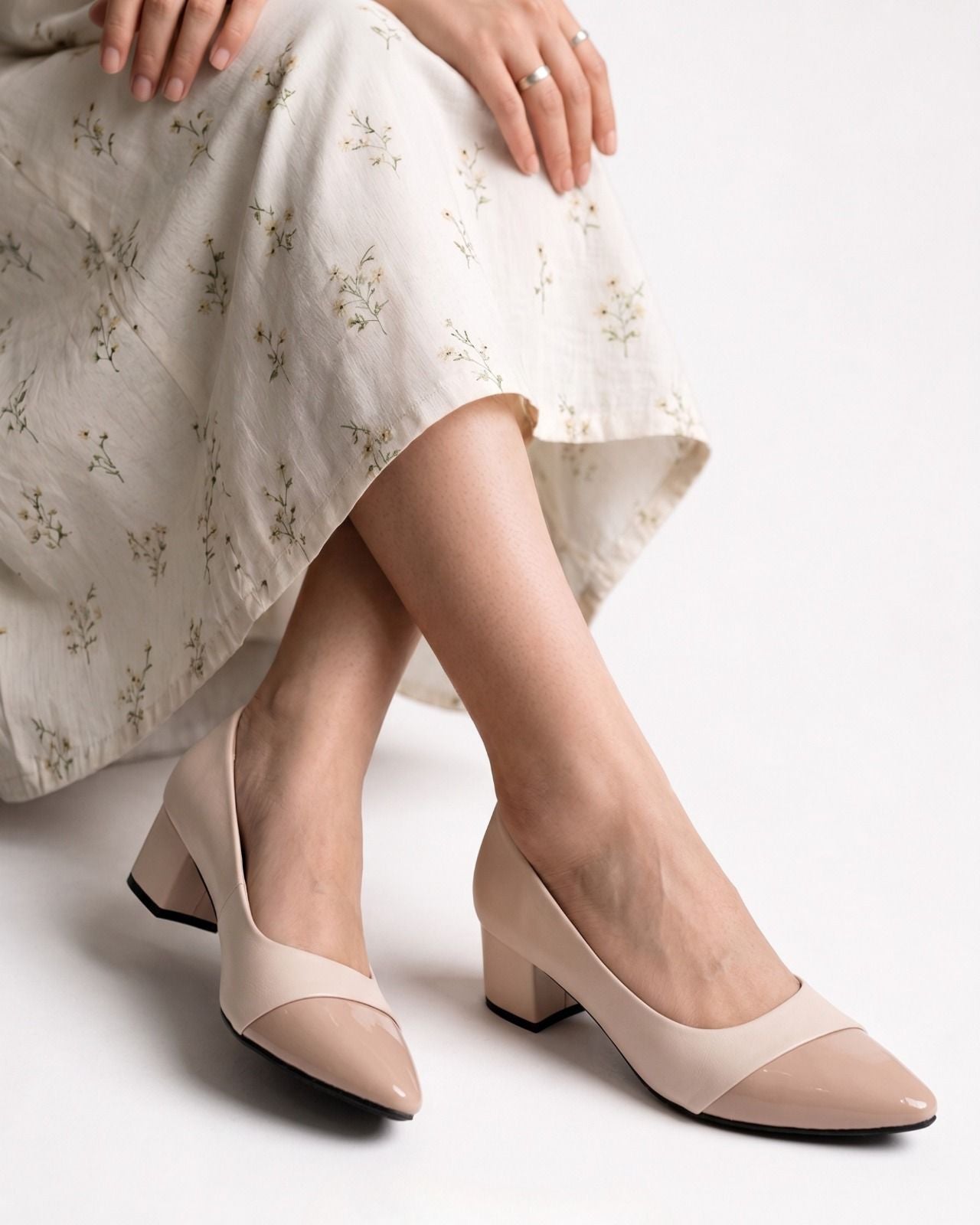 Two-Tone Cap-Toe Pumps Inayat Shoes