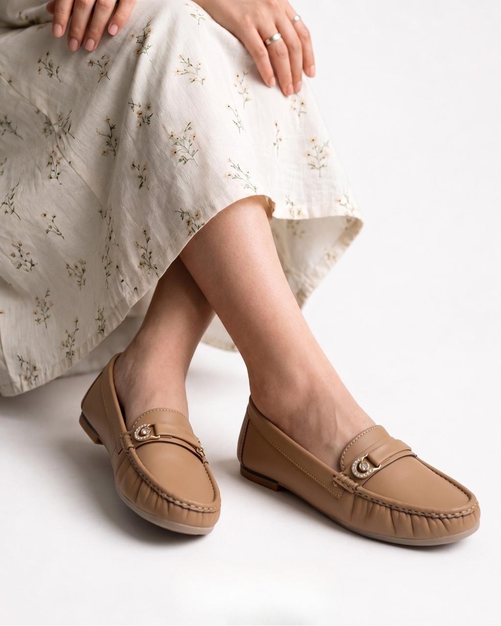 Gold Charm Loafers Inayat Shoes