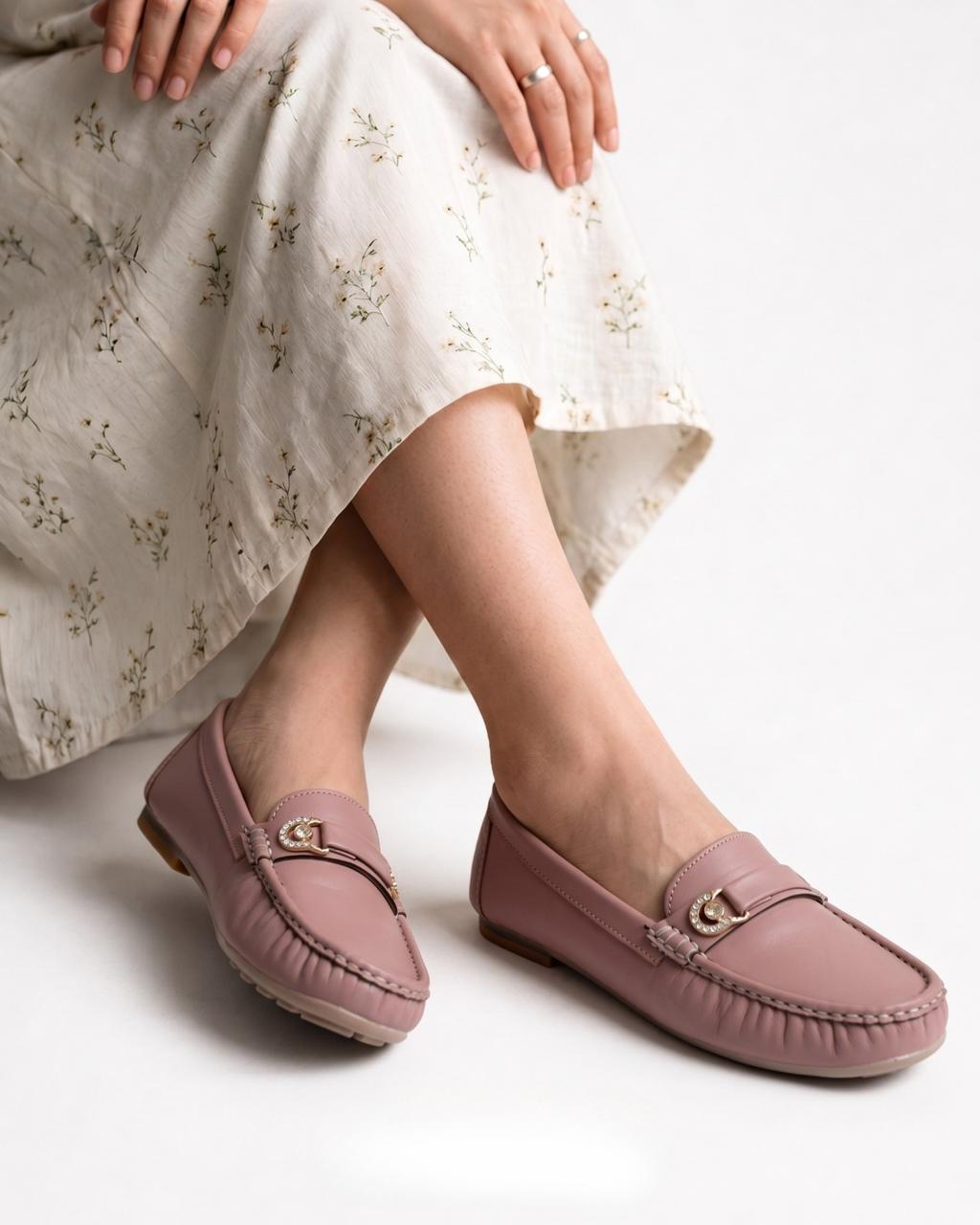 Gold Charm Loafers Inayat Shoes