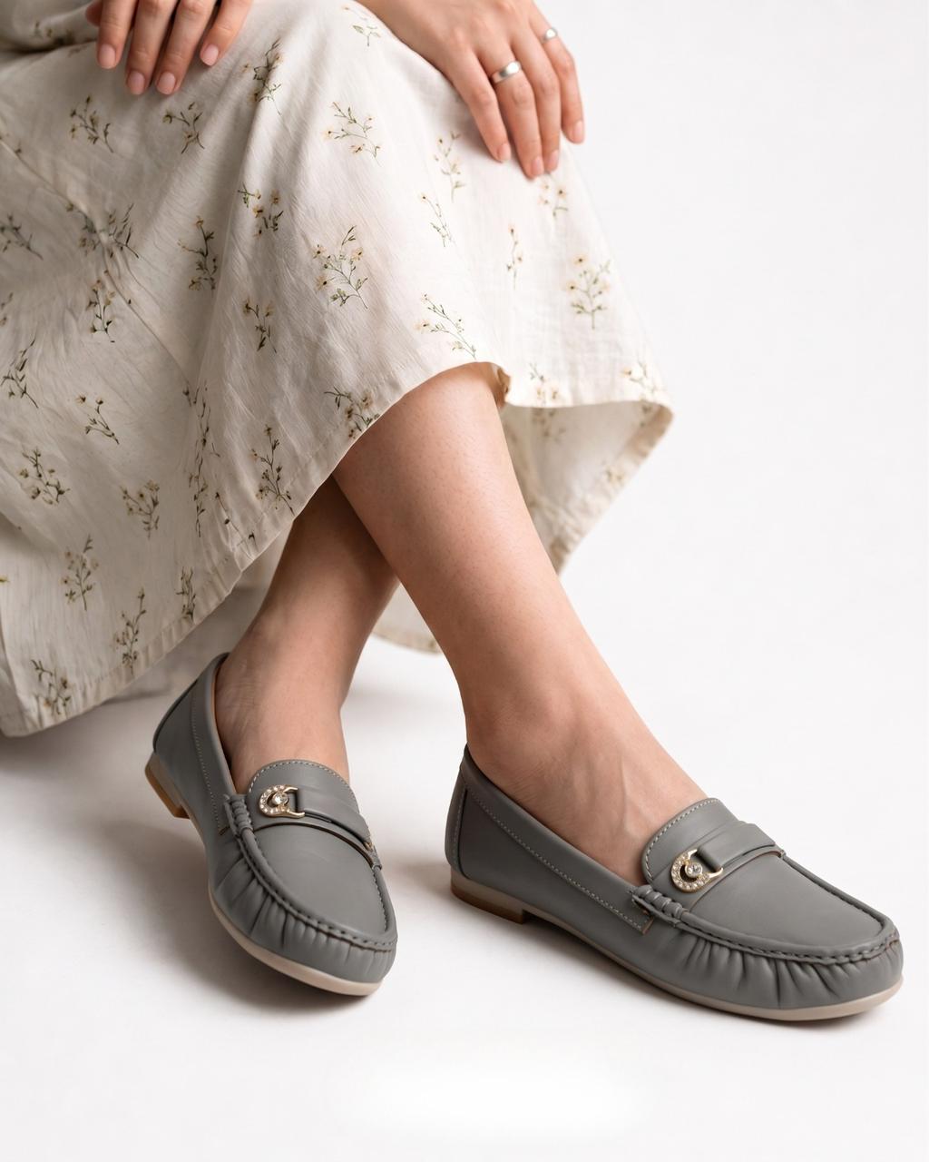Gold Charm Loafers Inayat Shoes