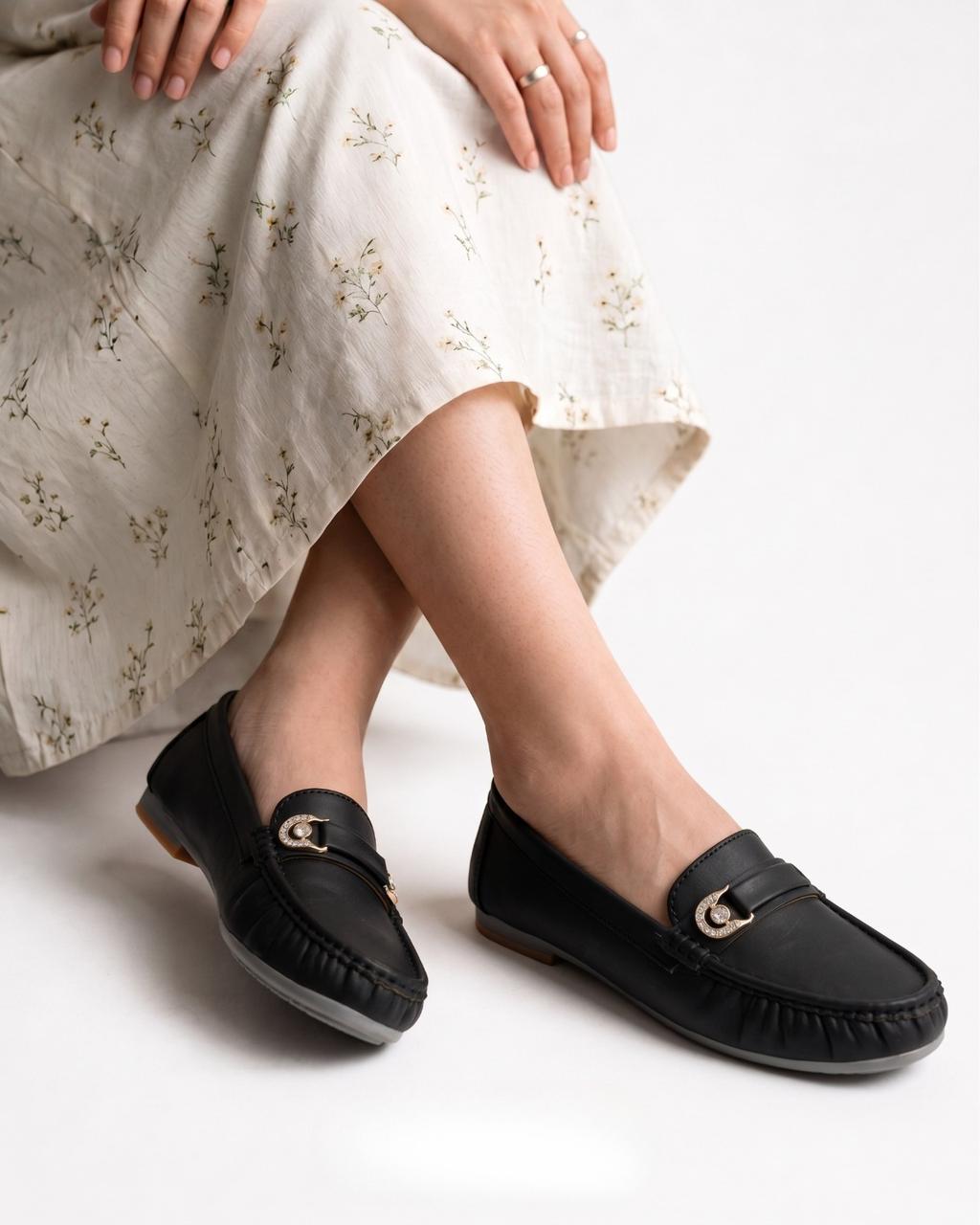 Gold Charm Loafers Inayat Shoes