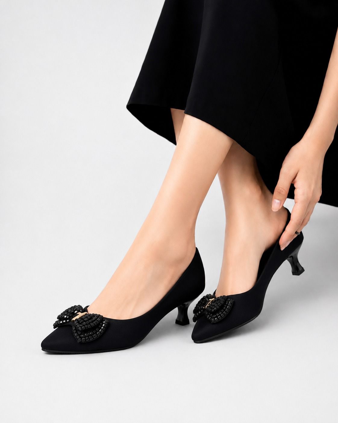 Crystal Bow Heels Inayat Shoes