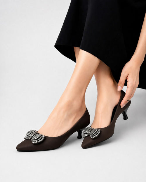 Crystal Bow Heels Inayat Shoes