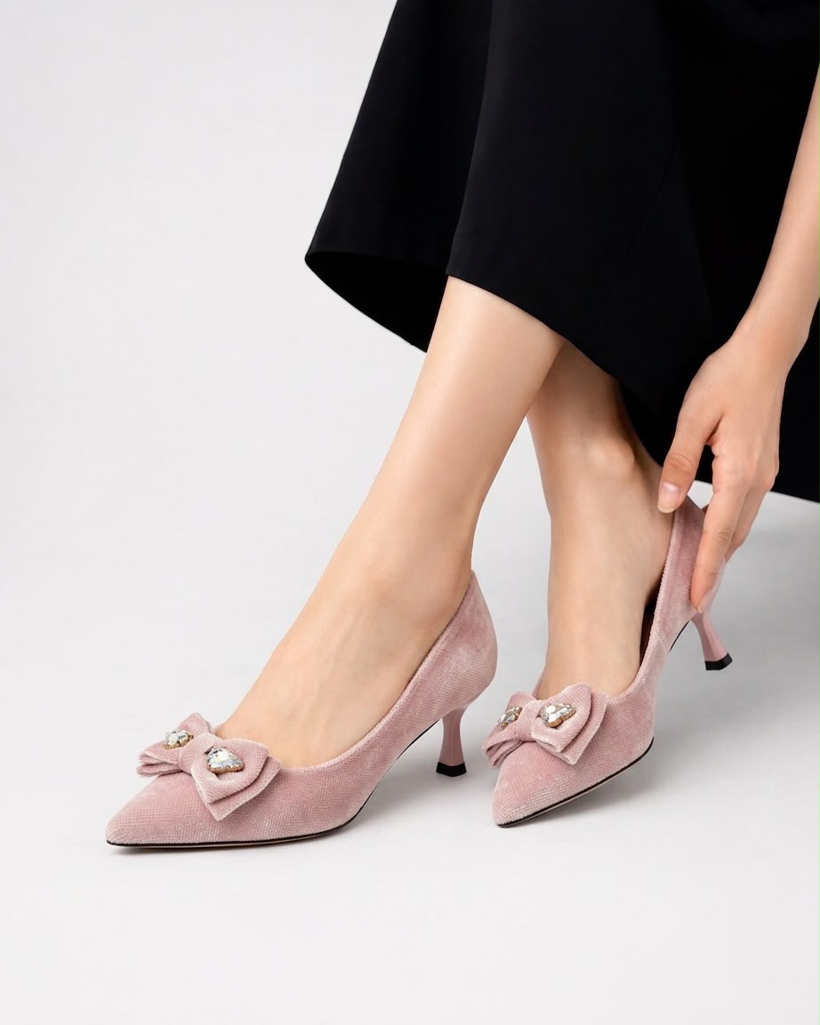 Jewelled Bow Kitten Heel Inayat Shoes