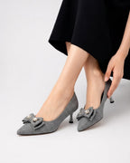 Jewelled Bow Kitten Heel Inayat Shoes