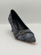Crystal Buckle Jacquard Court Heel Inayat Shoes