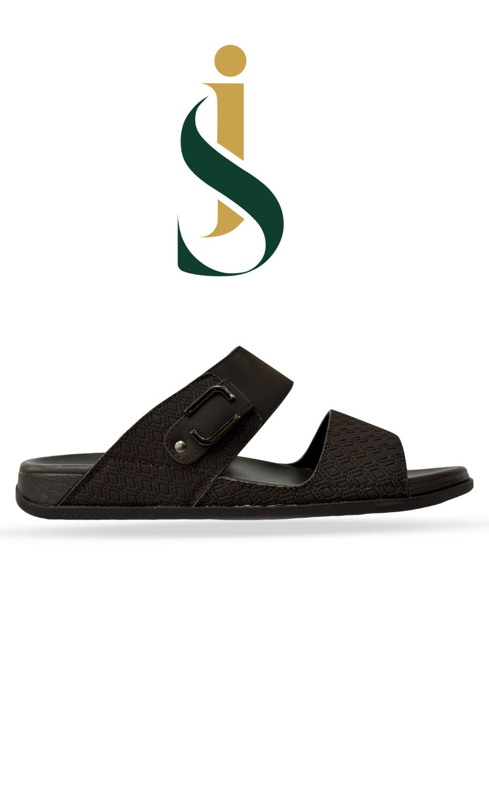 Close-up of the polished gold-toned horsebit hardware on Inayat Shoes men's dress shoes.