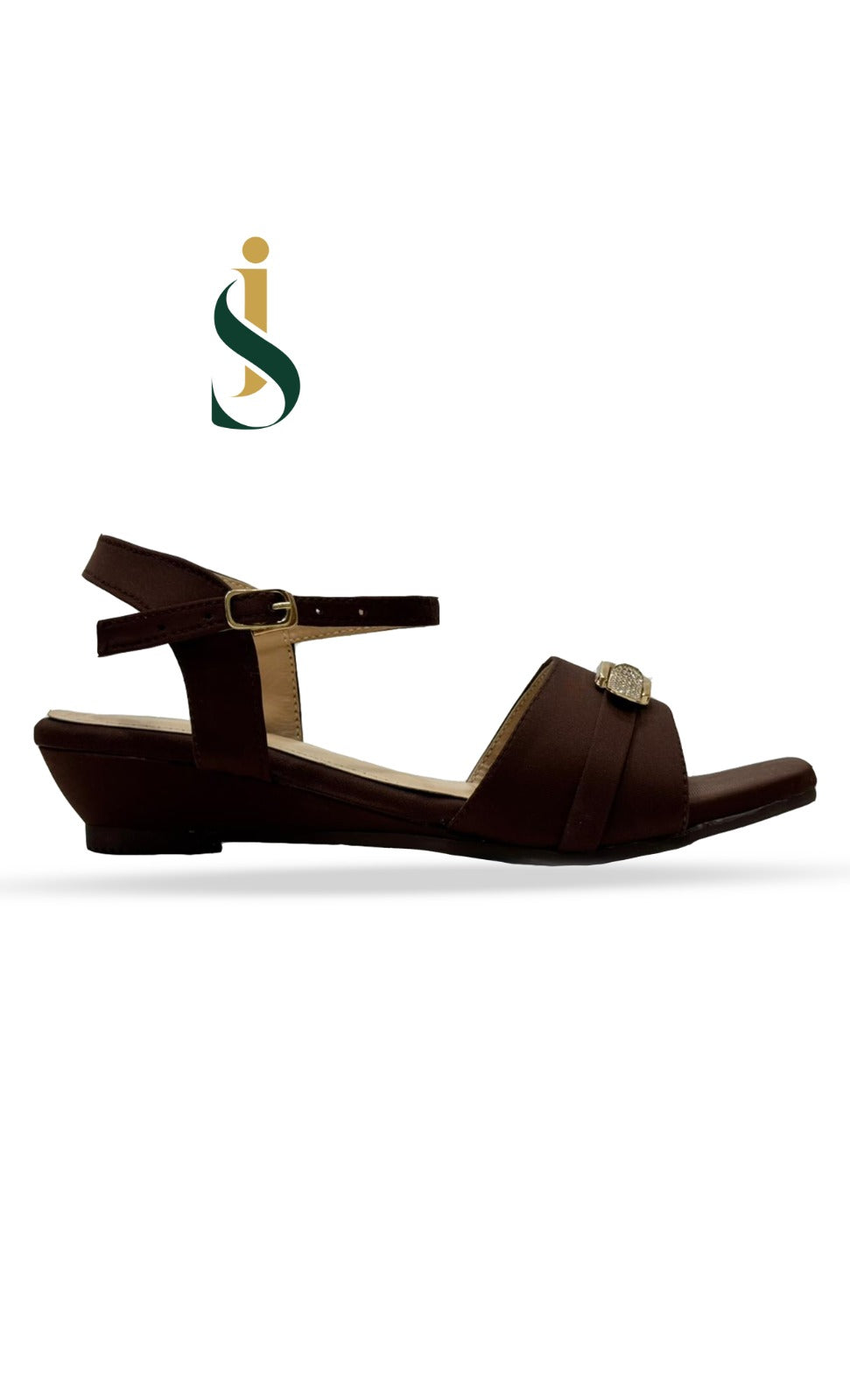 Rear view of the reinforced low-block heel on Inayat Shoes handcrafted ethnic shoes.