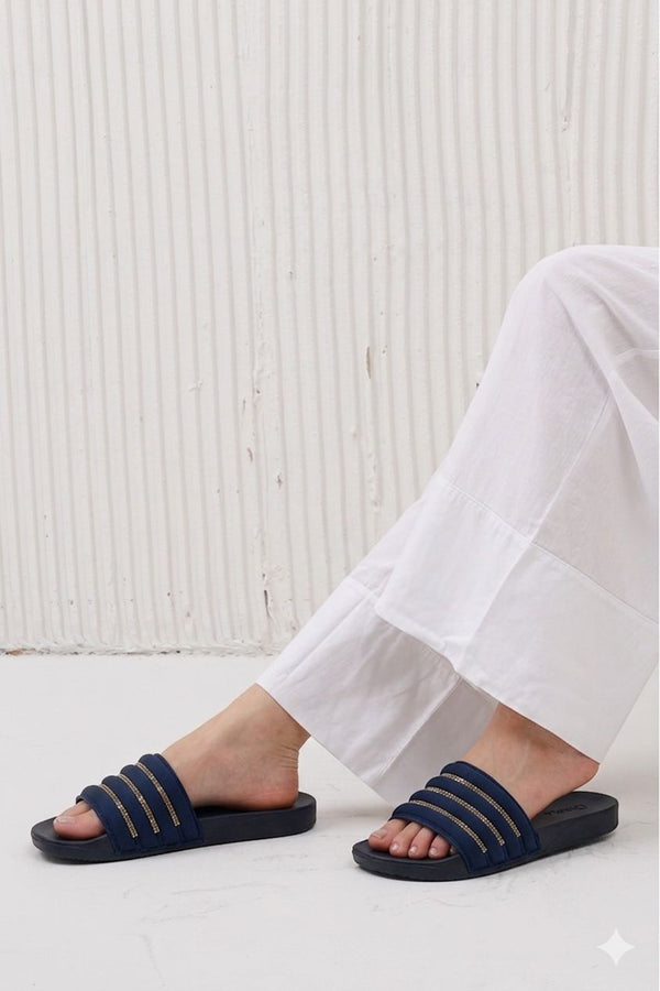 Crystal Striped Comfort Slides