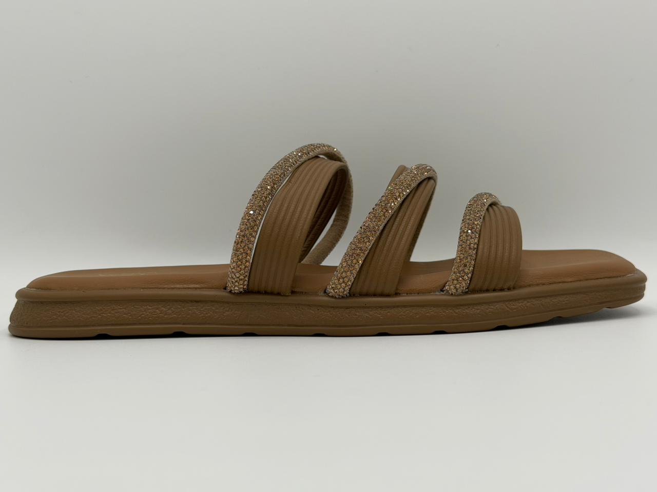 Embellished Triple Strap Slides
