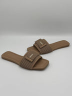 Elegant Ribbed Buckle Slides
