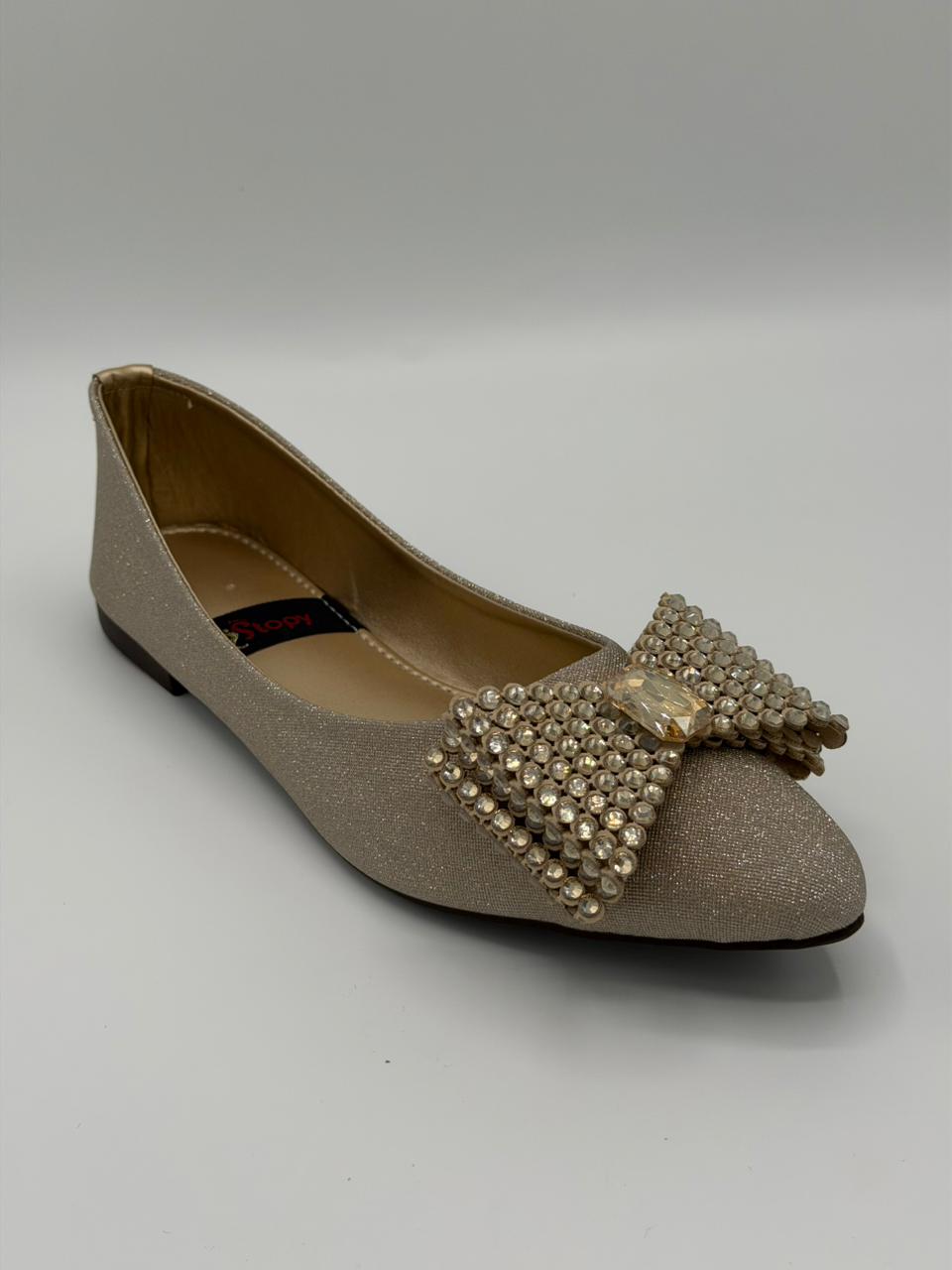 Sparkling Bow-Knot Flat Pumps