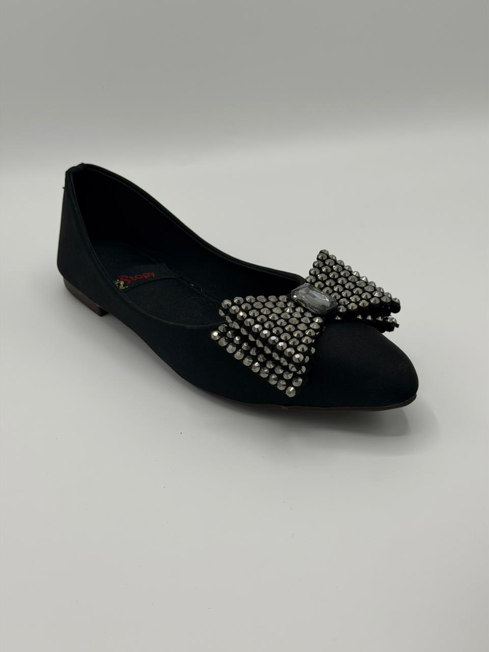 Sparkling Bow-Knot Flat Pumps