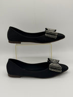 Sparkling Bow-Knot Flat Pumps