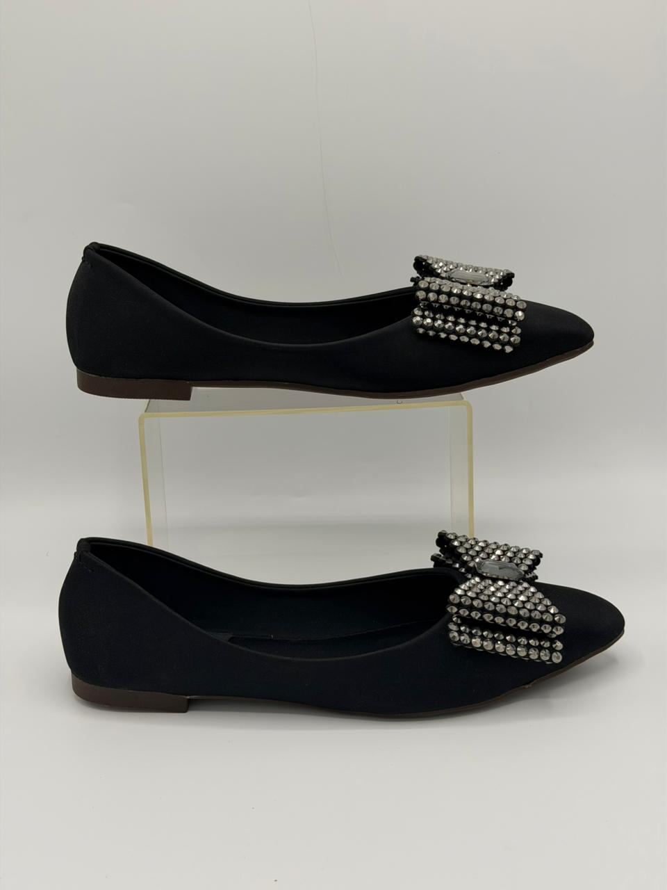 Sparkling Bow-Knot Flat Pumps