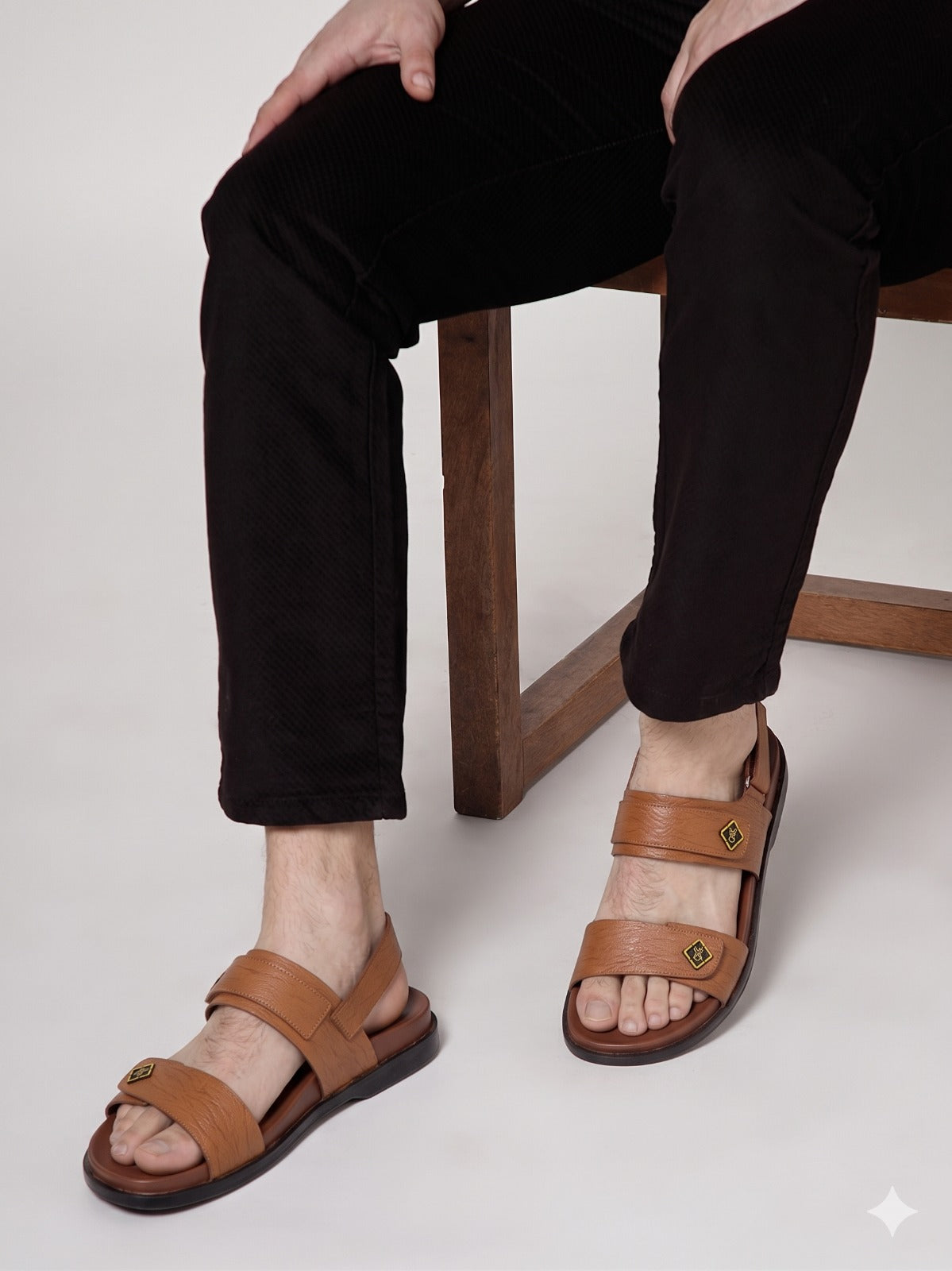 Textured Leather Strap Sandals