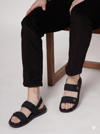 Textured Leather Strap Sandals