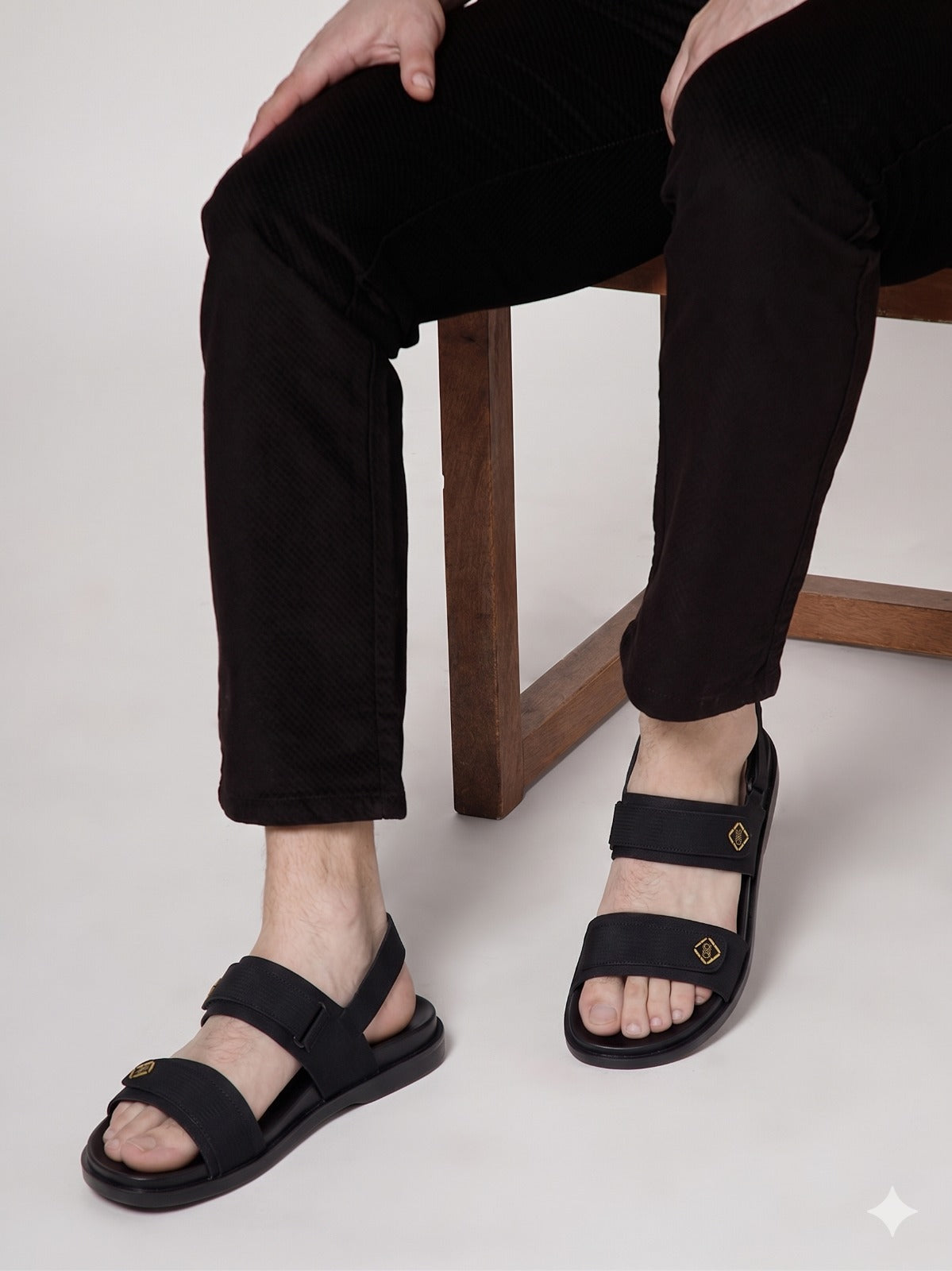 Textured Leather Strap Sandals