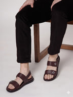 Textured Leather Strap Sandals