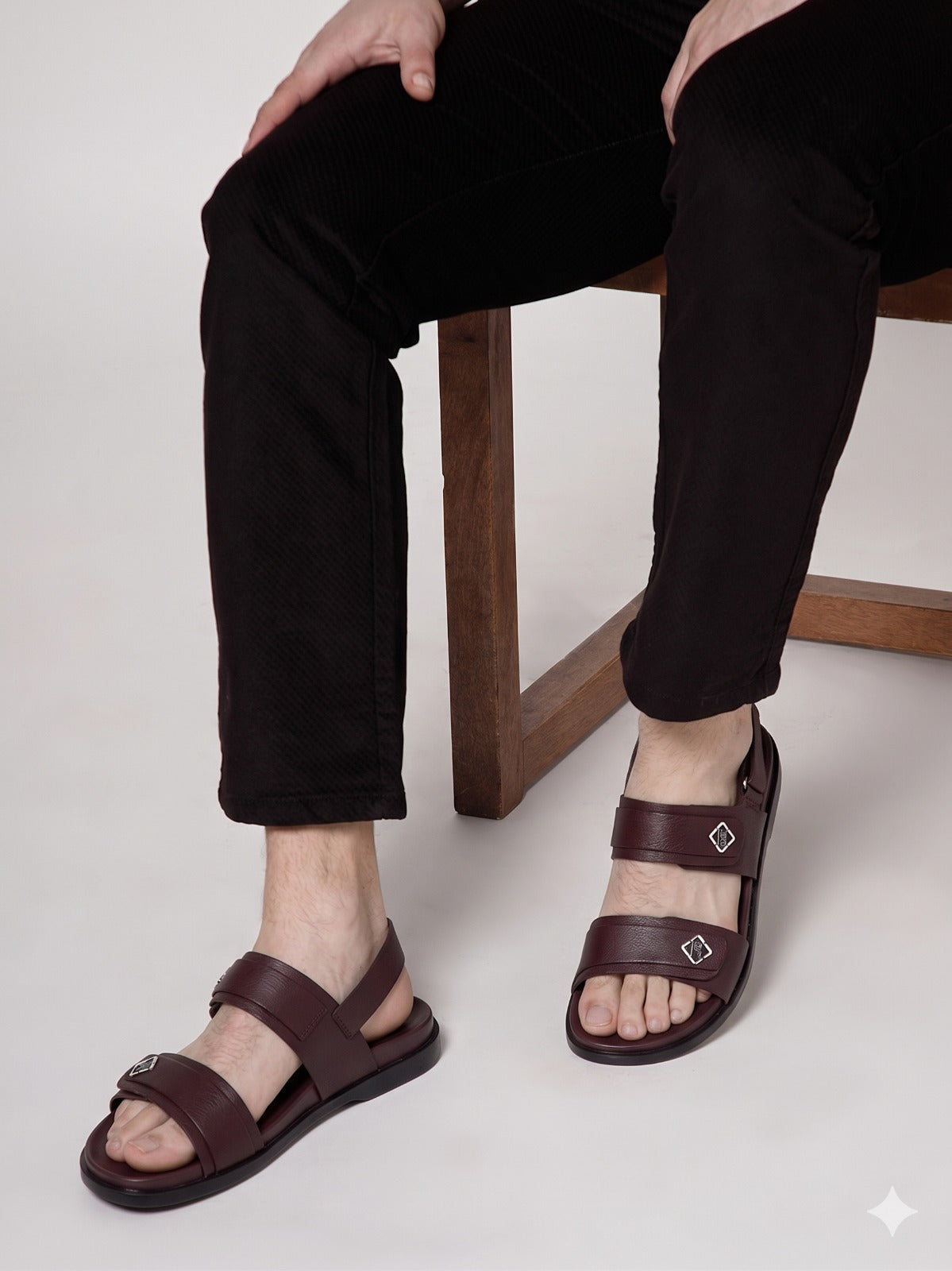 Textured Leather Strap Sandals