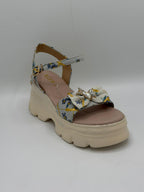 Floral platform sandal on a white background