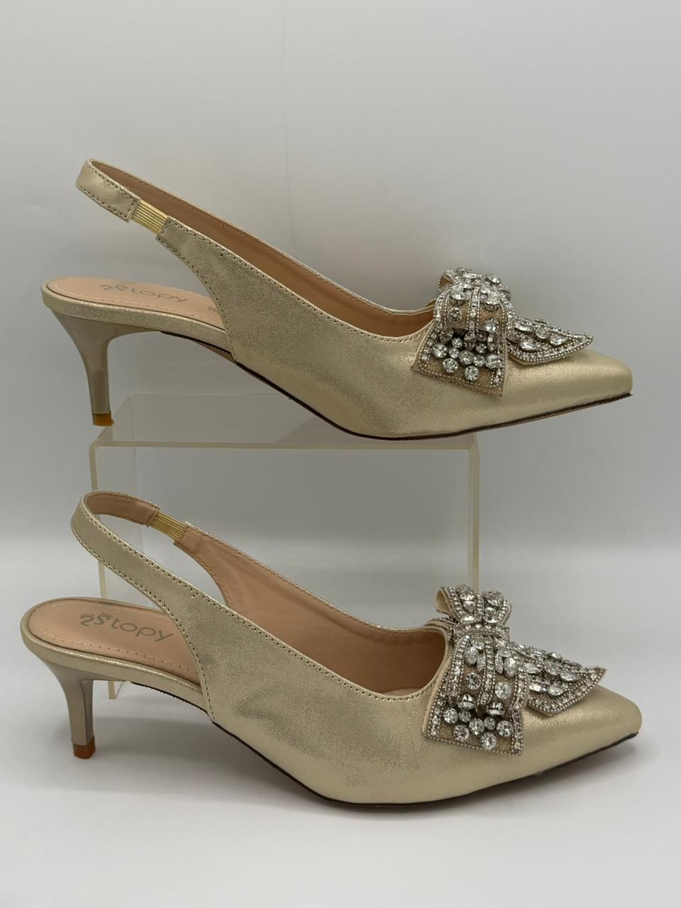 Crystal Bow Slingback Heels