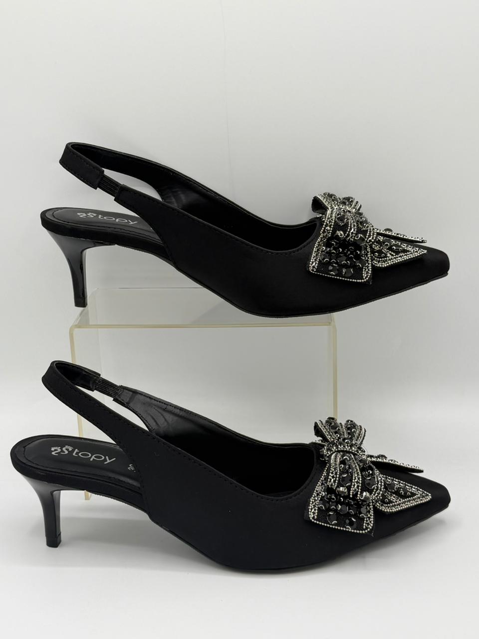 Crystal Bow Slingback Heels