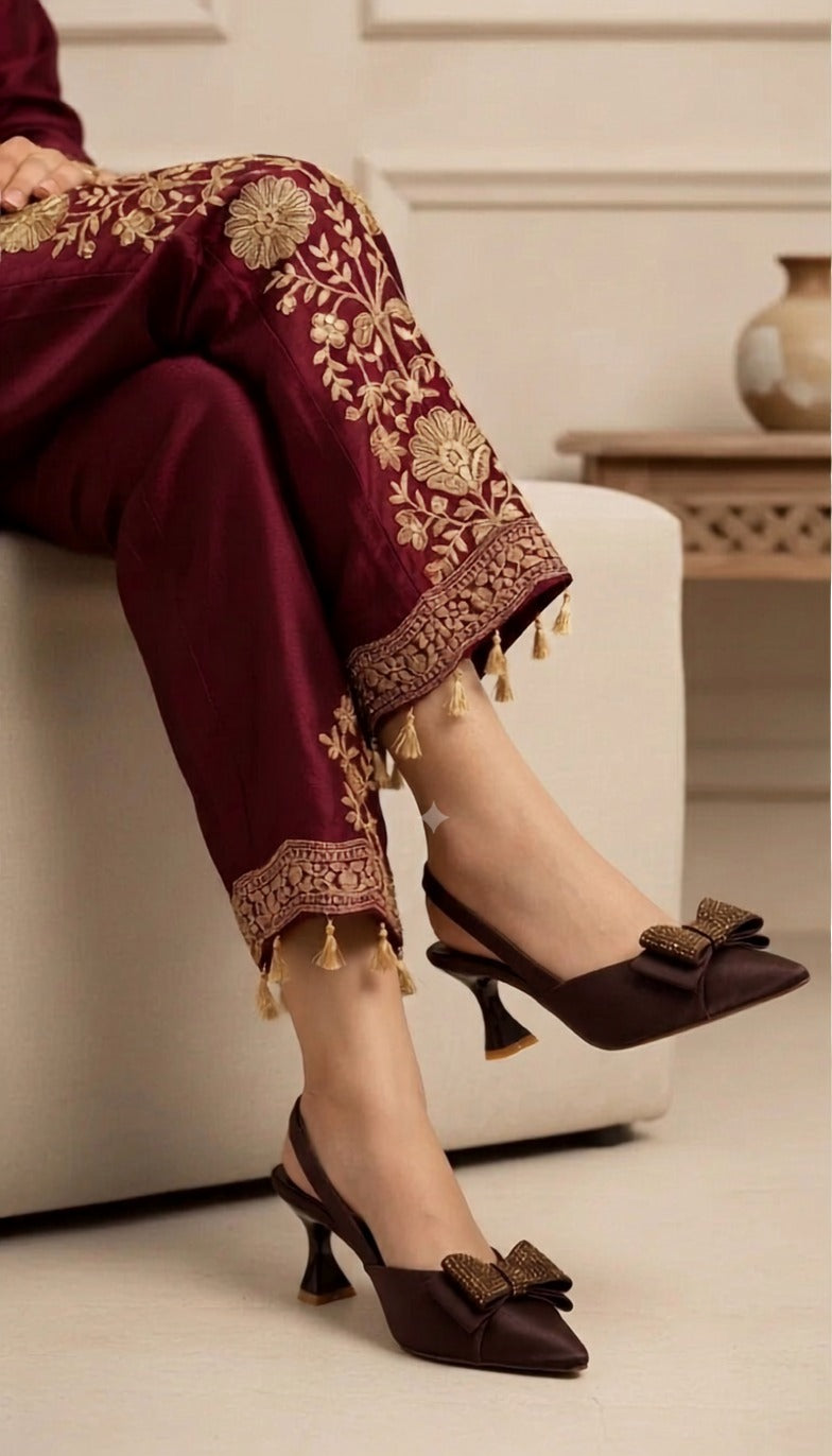 Inayat Shoes | Rhinestone Bow Slingback Heels